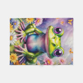 Couverture Polaire Grenouille Avec Art numérique Fleur (Devant (Horizontal))