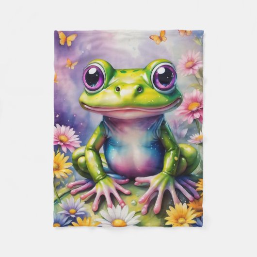 Couverture Polaire Grenouille Avec Art numérique Fleur (Devant)