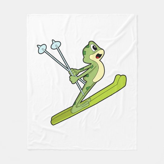 Couverture Polaire Grenouille comme sauteur de ski avec Ski.PNG (Devant)