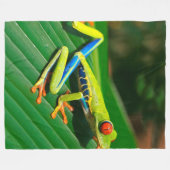 Couverture Polaire Grenouille d'arbre aux yeux rouges de vert (Devant (Horizontal))