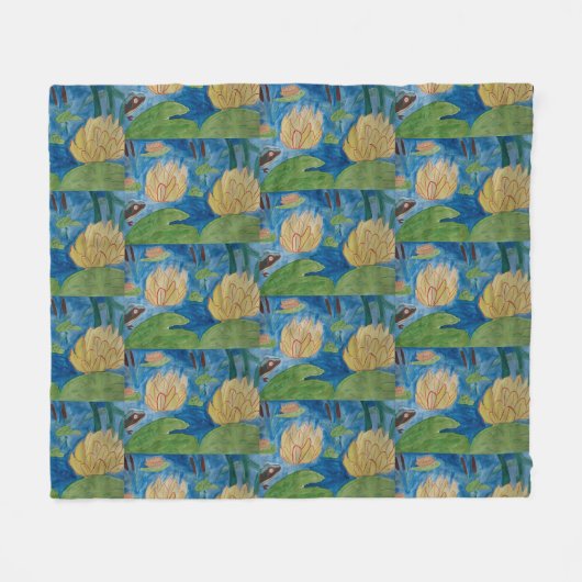 Couverture polaire grenouille et Nénuphar (Devant (Horizontal))