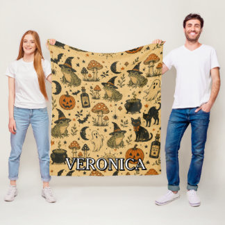 Couverture Polaire Grenouille Halloween Vintage Impression Nom Comple