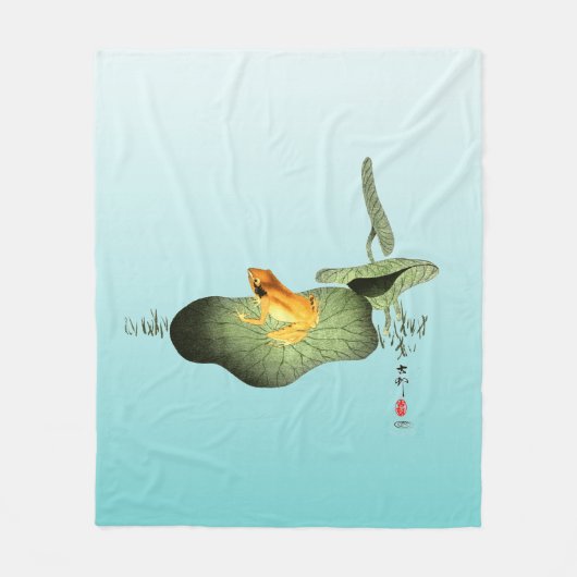Couverture Polaire Grenouille jaune sur feuille de lotus (Devant)