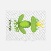 Couverture Polaire Grenouille Prince Vert Or Couronne Nom personnalis (Devant (Horizontal))
