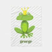 Couverture Polaire Grenouille Prince Vert Or Couronne Nom personnalis (Devant)