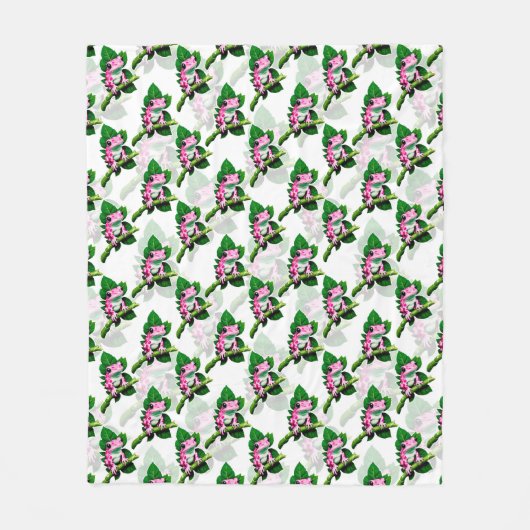 Couverture Polaire Grenouille Rose Sur La Feuille Verte Motif Design (Devant)