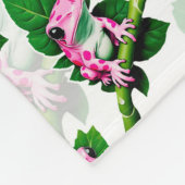 Couverture Polaire Grenouille Rose Sur La Feuille Verte Motif Design (Coin)