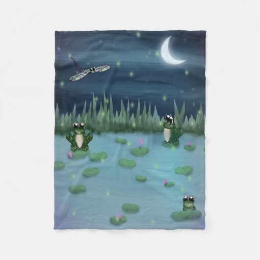 Couverture Polaire Grenouilles dans un étang de nénuphars (Devant)
