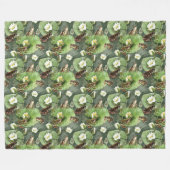 Couverture Polaire Grenouilles nénuphars verts et blancs (Devant (Horizontal))