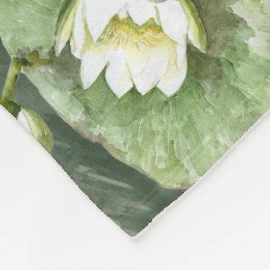 Couverture Polaire Grenouilles nénuphars verts et blancs motif (Coin)