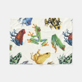 Couverture Polaire Grenouilles sur blanc naturel (Devant (Horizontal))
