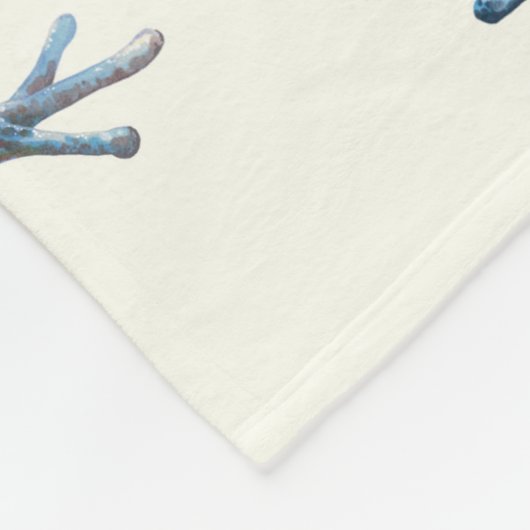 Couverture Polaire Grenouilles sur blanc naturel (Coin)