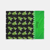 Couverture Polaire Grenouilles vertes noires nommées personnalisées (Devant (Horizontal))