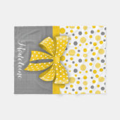 Couverture Polaire Grey and Yellow Polka Dots, Sunny Yellow Ribbon (Devant (Horizontal))