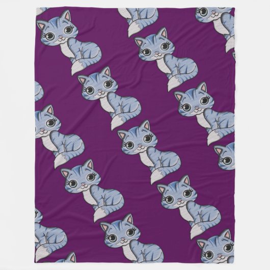 Couverture Polaire Grey Knit Kitty Chat (Devant)