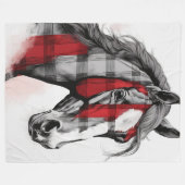 Couverture Polaire Grey the Plaid Horse (Devant (Horizontal))