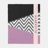 Couverture Polaire Grey Zigzag, Grey Chevron, Purple, Votre Nom (Devant)
