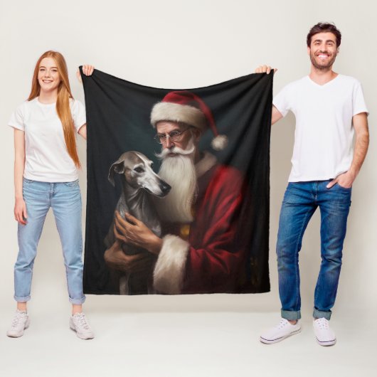 Couverture Polaire Greyhound avec Noël Festif du Père Noël (En situation)