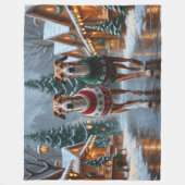 Couverture Polaire Greyhound Dogs Christmas Snow Holiday (Devant)