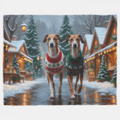 Couverture Polaire Greyhound Dogs Christmas Snow Holiday (Devant (Horizontal))