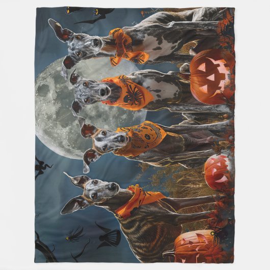 Couverture Polaire Greyhound Halloween Éffrayant (Devant)