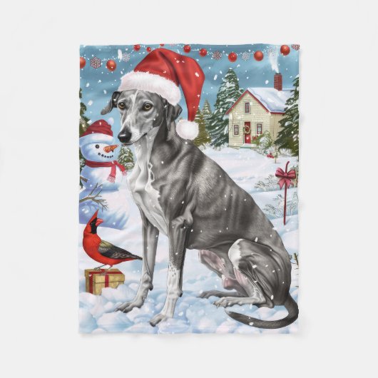 Couverture Polaire Greyhound Winter Wonderland Christmas Joie (Devant)