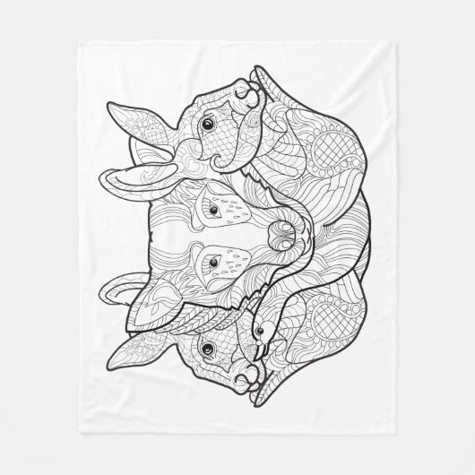 Couverture Polaire Griffonnage animal de groupe (Devant)