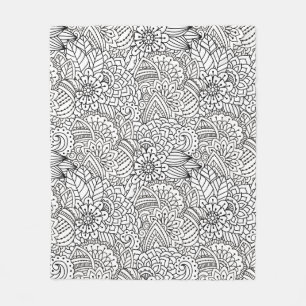 Couverture Polaire Griffonnage de conception de fleur