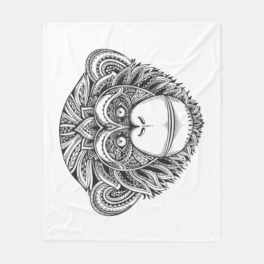 Couverture Polaire Griffonnage d'Illustartion de singe (Devant)