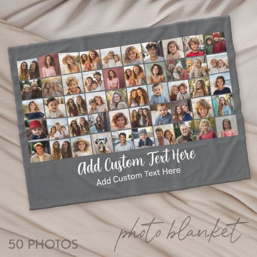 Couverture Polaire Grille de collage de 50 photos - Texte de script -