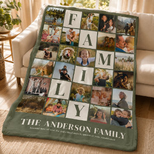 Couverture Polaire Grille de collage de photos de famille moderne sim