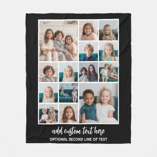 Couverture Polaire Grille de collage photo - script 14 photos - noir (Devant)