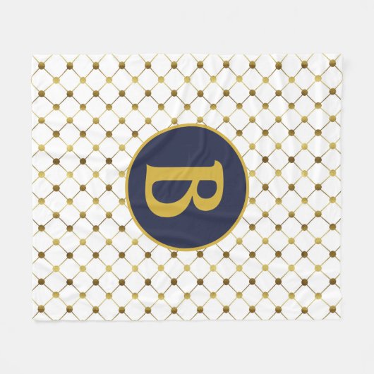 Couverture Polaire Grille de points blanc et or B (Devant (Horizontal))