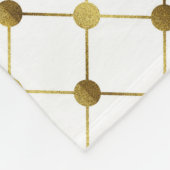 Couverture Polaire Grille de points blanc et or B (Coin)