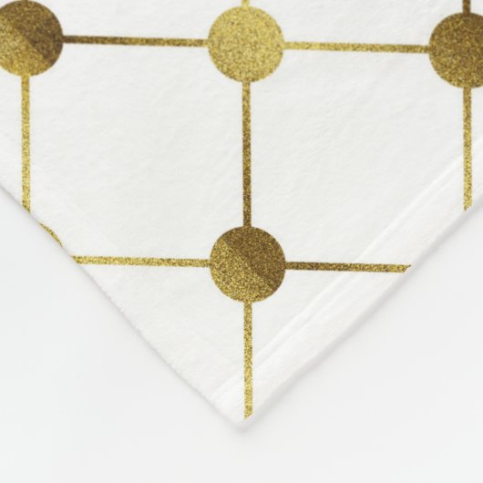 Couverture Polaire Grille de points blanc et or B (Coin)