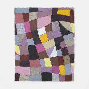 Couverture Polaire Grille Irrégulière : Peinture Abstraite Violet-Jau