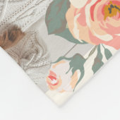 Couverture Polaire Grille multiphoto pour grand-mère avec fleurs de p (Coin)