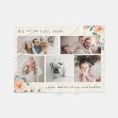 Couverture Polaire Grille multiphoto pour mère avec fleurs de pêche (Devant (Horizontal))