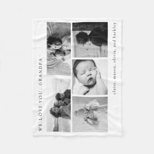 Couverture Polaire Grille multiphoto simple en noir et blanc | Grand- (Devant)