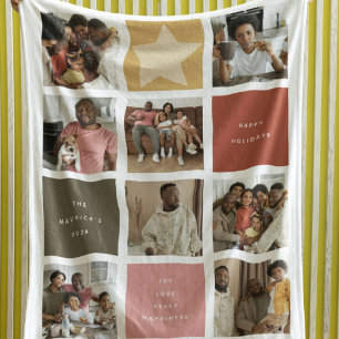 Couverture Polaire Grille photo de Cube Contemporain Noël