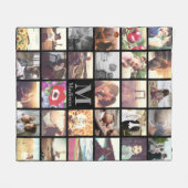 Couverture Polaire Grille photo personnalisée à la mode avec monogram (Devant (Horizontal))