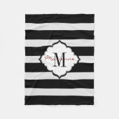 Couverture Polaire Grilles en noir et blanc monogramme Blanche en pol (Devant)