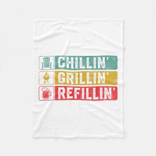 Couverture Polaire Grillin Chillin Refillin Bbq Pit Meat Smoat Grill (Devant)