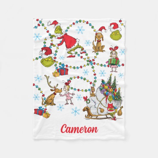 Couverture Polaire Grinch Classique | Grinch & Max avec traîneau (Devant)