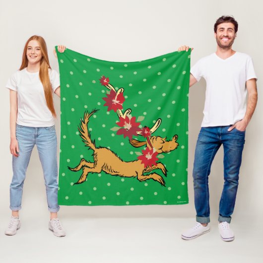 Couverture Polaire Grinch | Max Poinsettia de Noël (En situation)