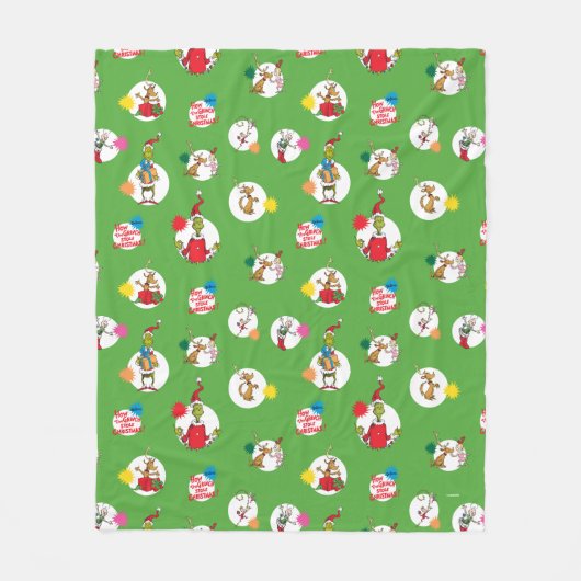 Couverture Polaire Grinch | Motif de points de Noël (Devant)