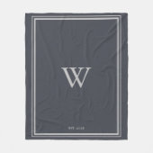Couverture Polaire Gris à Ancre de monogramme minimal| Argent (Devant)