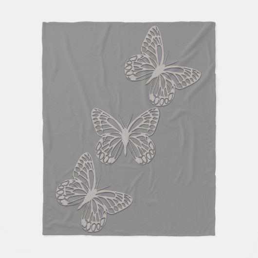 Couverture Polaire Gris argenté confortable de papillon (Devant)