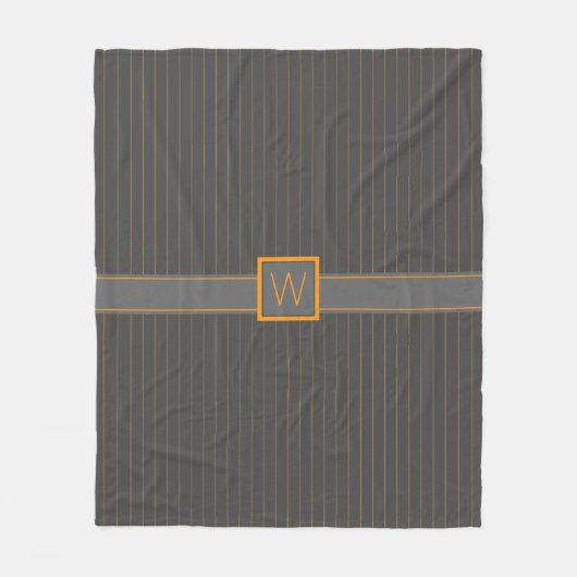 Couverture Polaire Gris aux rayures orange Blanche polaire (Devant)