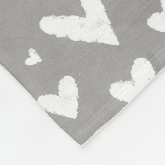 Couverture Polaire Gris avec les coeurs blancs (Coin)